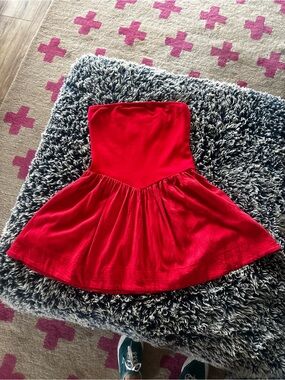 Free People Red Strapless Skater Dress